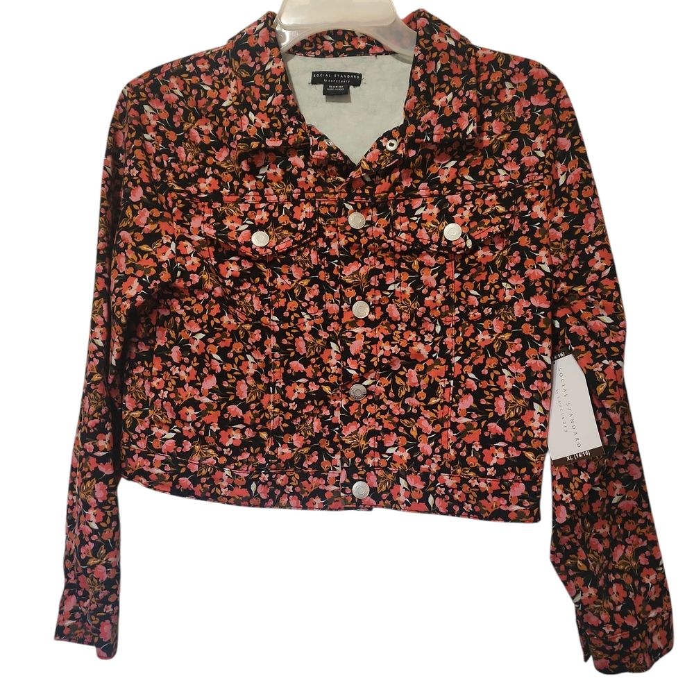 NWT Floral Snap Shut Short  Jacket XL 14-16 GIRLS